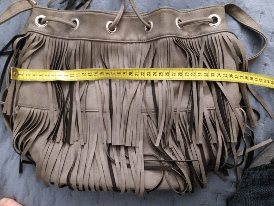 Torebka worek z frędzlami, boho