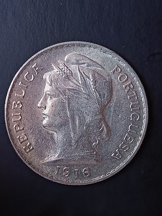 50 Centavos 1916 - República Portuguesa - Moeda Antiga de Prata