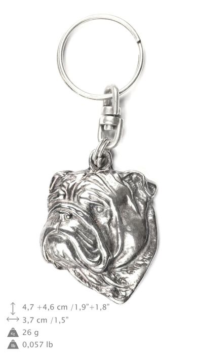 Buldog angielski brelok do kluczy posrebrzany Art-Dog