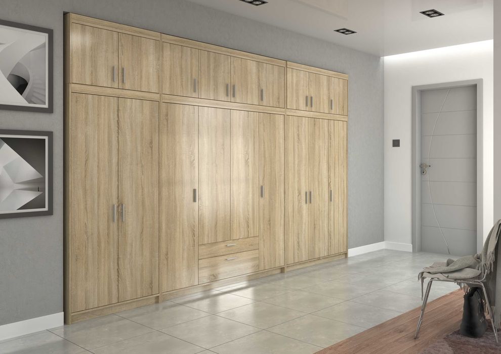 Duża Szafa Garderoba 400cm Nadstawki Biała / SONOMA / LEFKAS