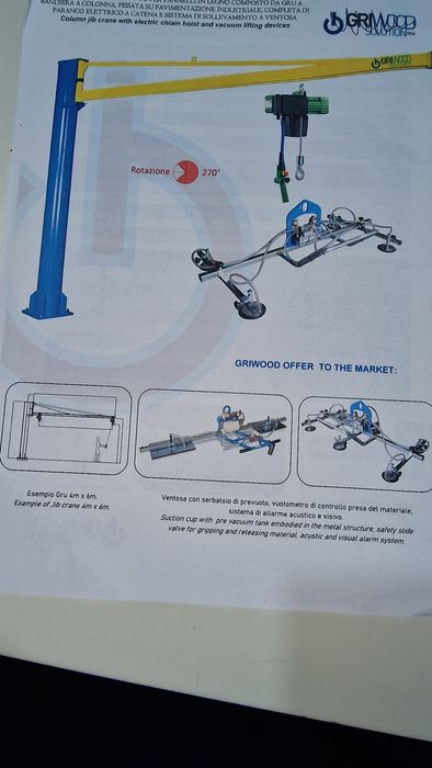 Grua com 4 ventosas ideal para placas mecânica
