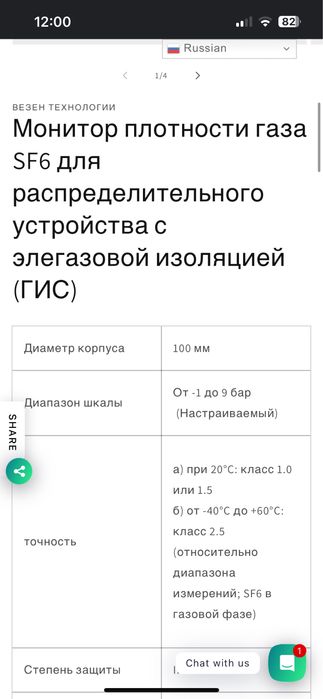 Монитор  плотности газа SF6