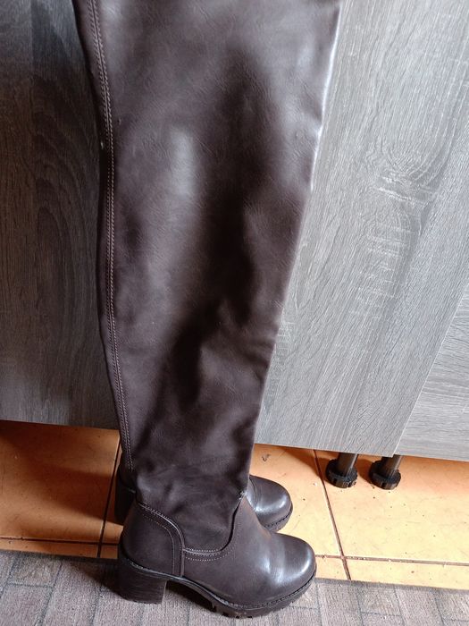 Kozaki długie za kolano brązowe Jenny Fairy rozmiar 36 obcas wysokie