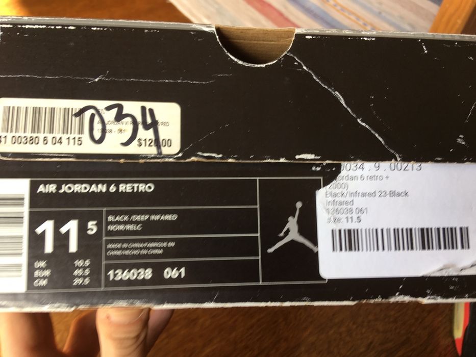 Air Jordan 6 Infrared retro 2000 Eur 45.5