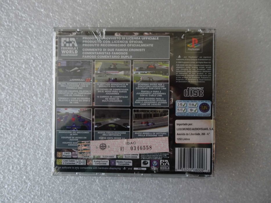 Jogo Playstation 1 PS1 Fórmula 1 98 Officially Licensed Game (selado)