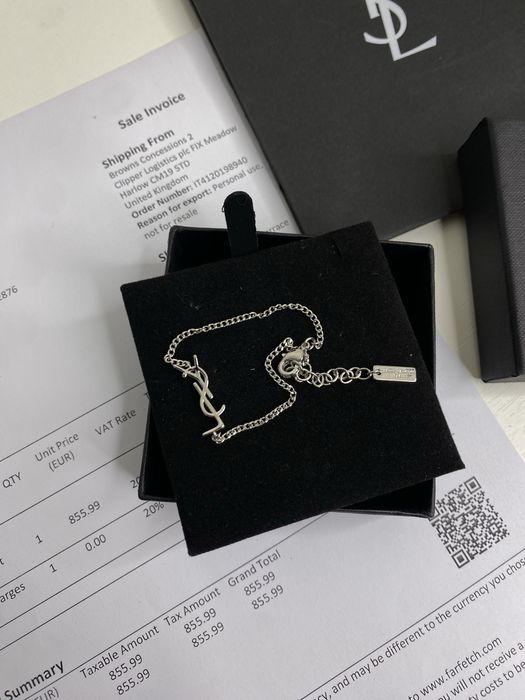 Чоловічий браслет YSL | Срібний ланцюжок на руку Saint Laurent