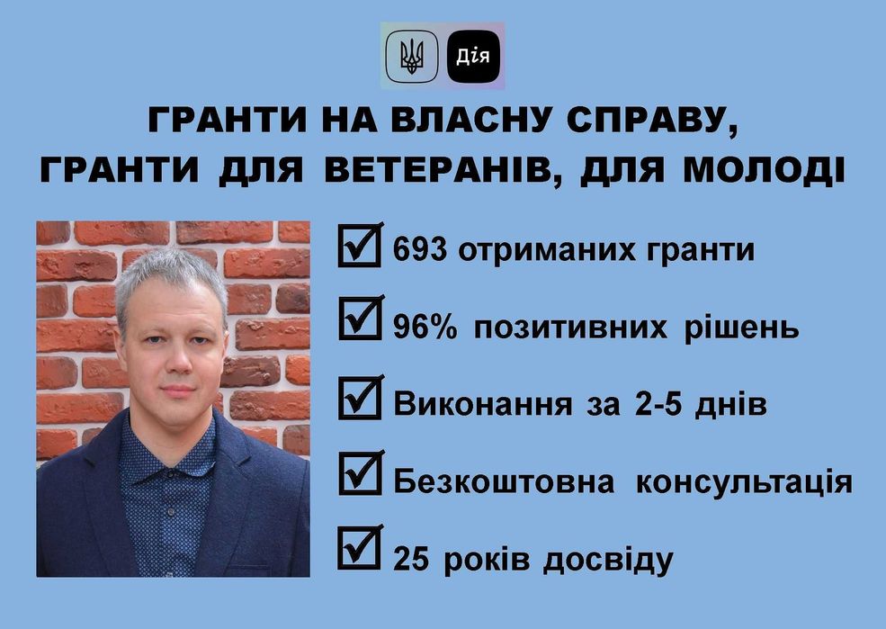 ГРАНТ Дія під ключ бізнес-план заявка супровід. Виграно 693 гранти!