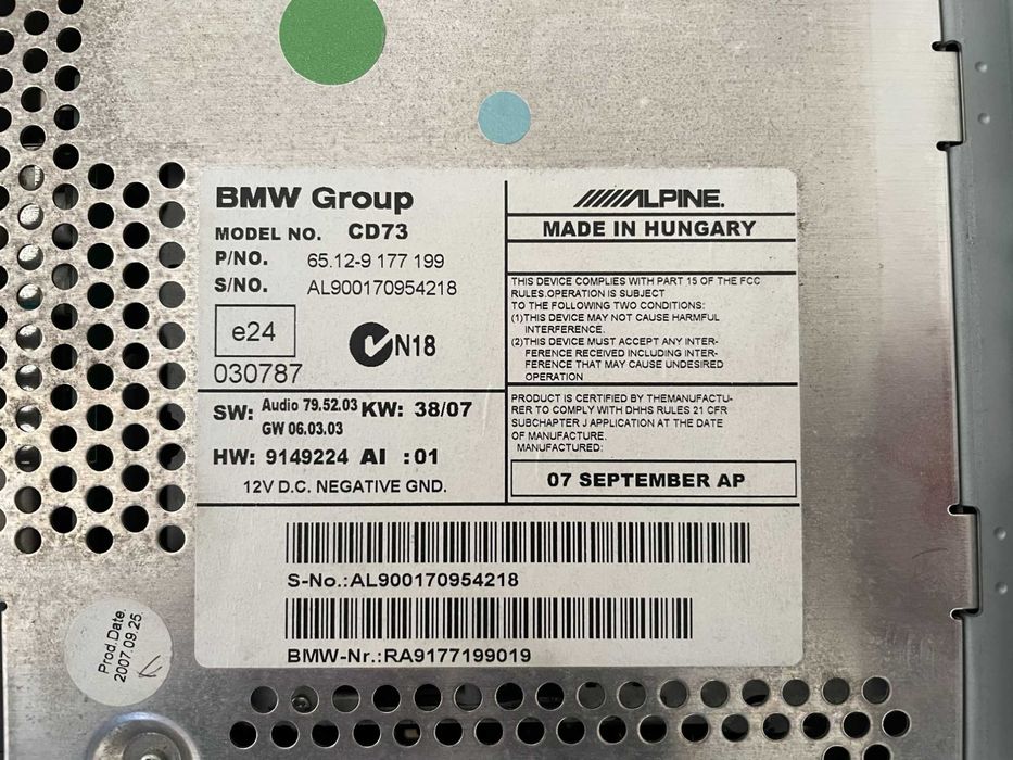 Rádio BMW Profissional CD73 E82 E90 E91 E92 E87 E88