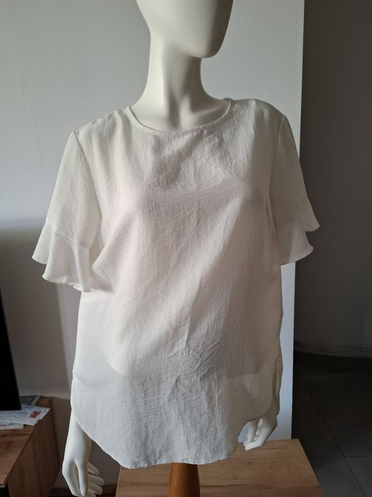 Biała bluzka z krótkim rękawem 44 New Look
