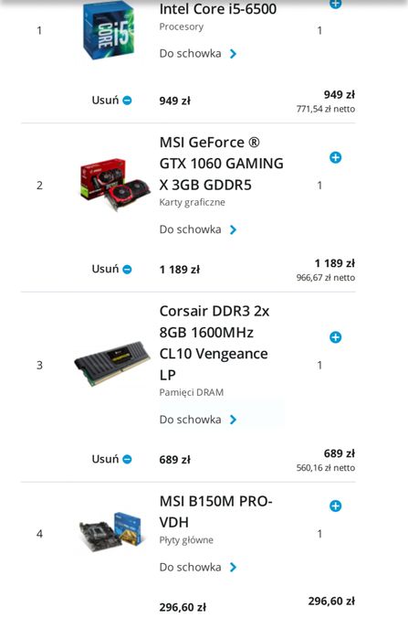 Komputer stacjonarny i5-6500 / GTX 1060 / 16GB RAM / 1TB HDD / Win 10