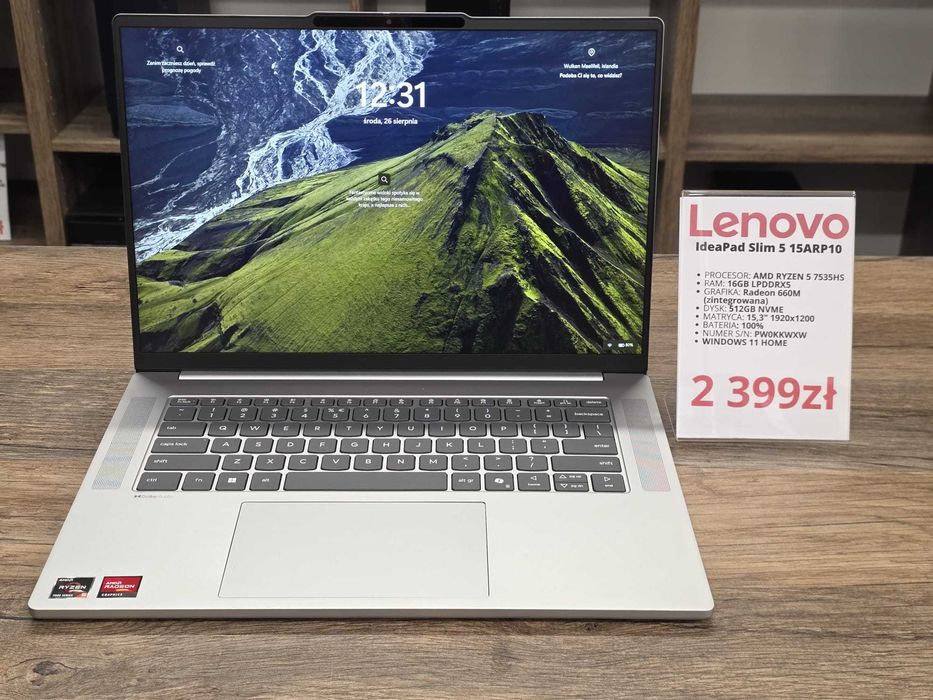 Laptop Lenovo IdeaPad Slim 5 15ARP10 Ryzen 5 7535HS/16GB/512GB/WIN11 stan bdb gwarancja