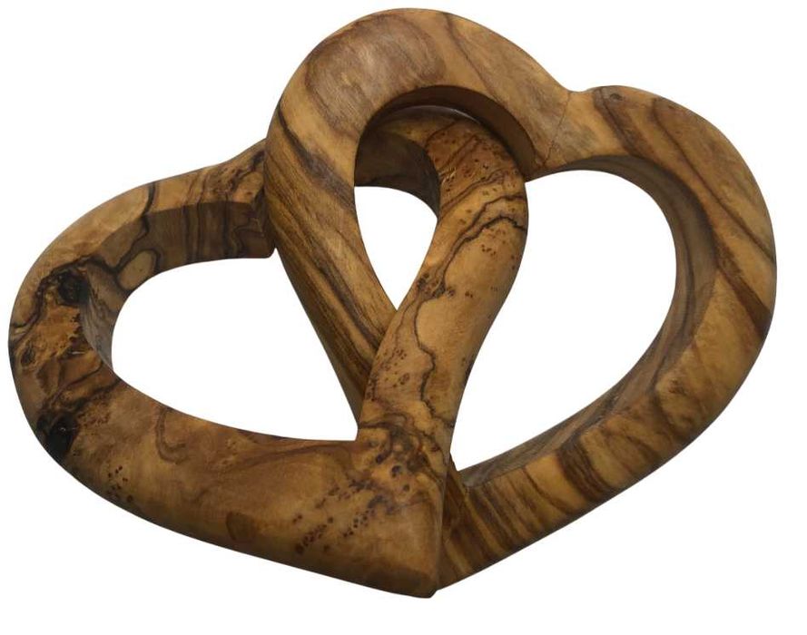 Prezent Na Walentynki Połączone Miłosne Serca Drewno Oliwne PREMIUM