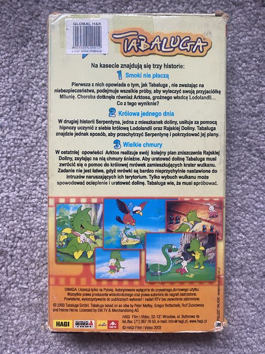 Kaseta VHS Tabaluga Wielkie przygody małego Smoka