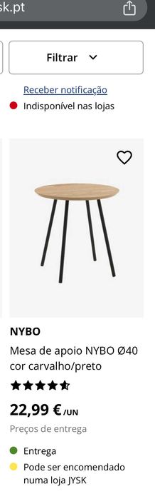 Conjunto de mesas de apoio de madeira Jysk