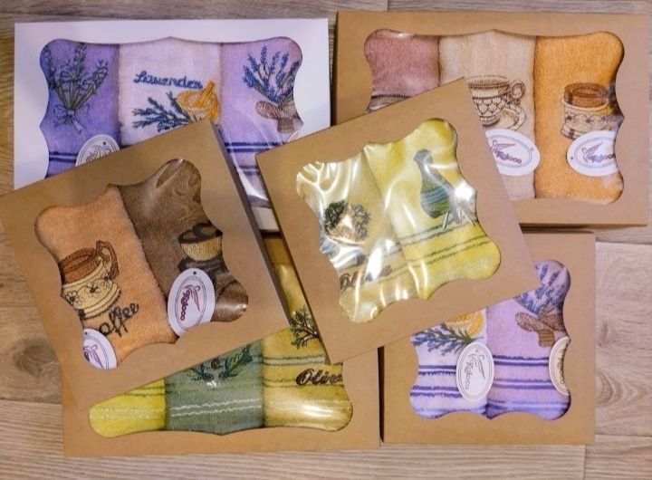 Акційна ціна до свята на подарунок рушники: оливка, лаванда та кава