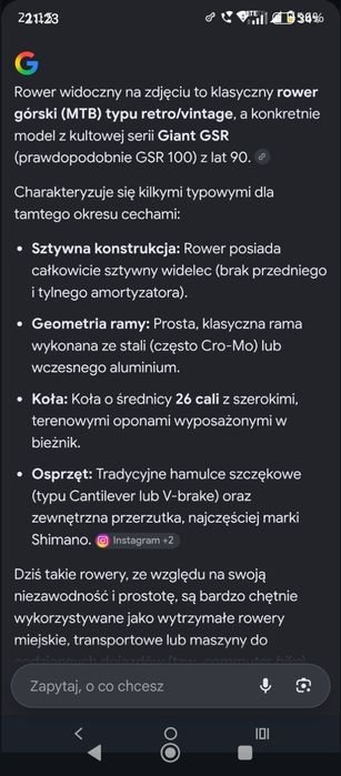 Rower  górski  GIANT (Typ: MTB)