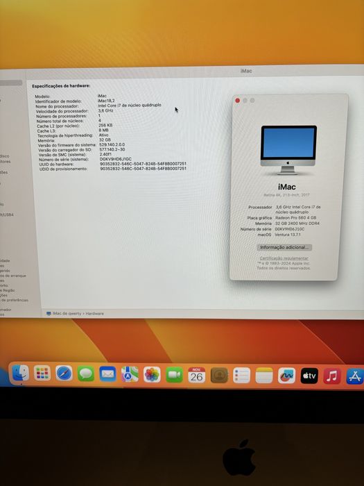 Apple iMac Retina 4K, 21.5”, 3.6 GHz i7, 2018, 32 GB RAM