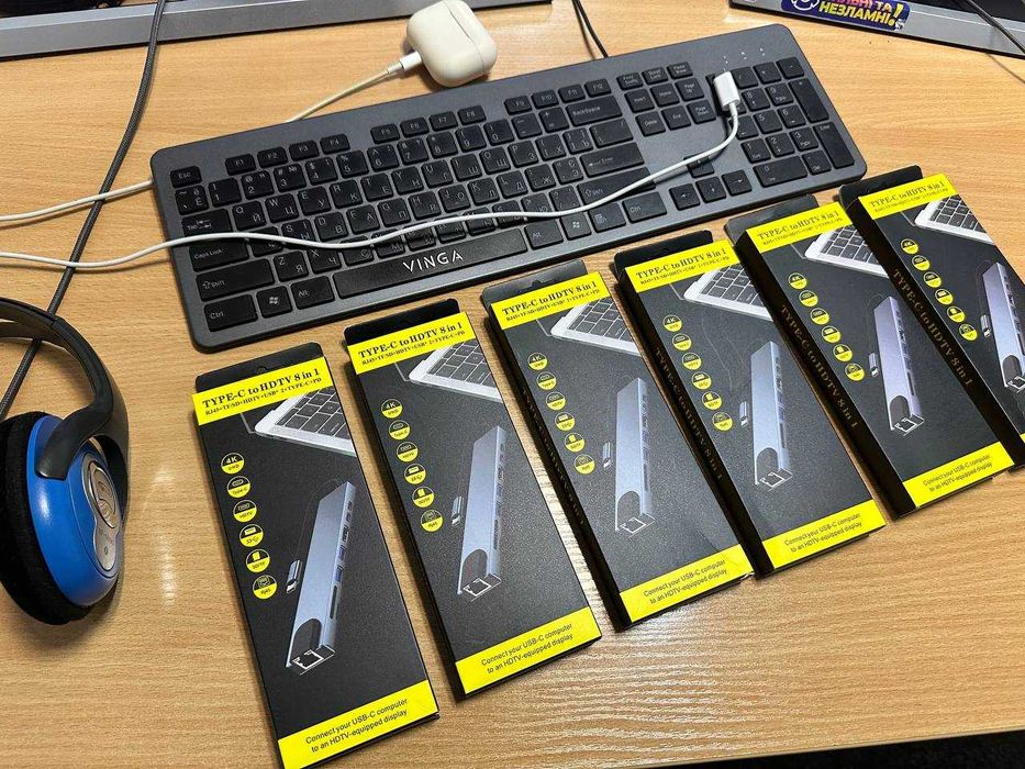 USB-C HUB 8в1 | HDMI 4K + LAN + PD | Для MacBook / Ноутбука / Телефона | Перевірено