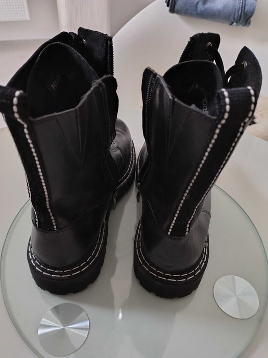 Trapery zimowe MARCO TOZZI Czarne trzewiki skórzane Nowe