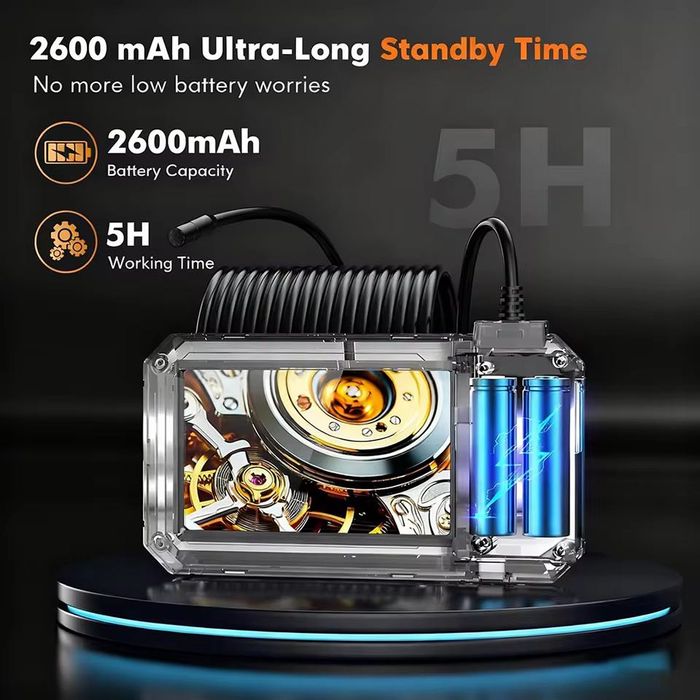Эндоскоп с экраном 4.3” 8 мм 1080P 2Mp с жёстким кабелем 2 м