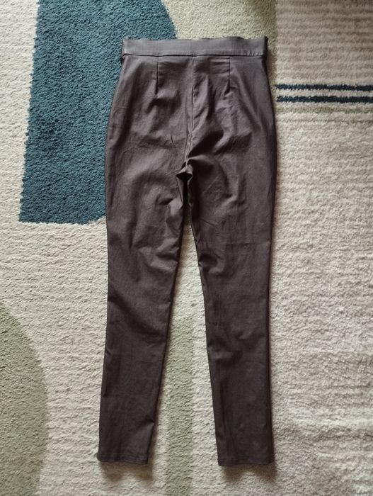 Woskowane obcisłe spodnie wysoki stan f&f brązowe