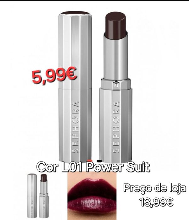 Batom Sephora cor L01 Power Suit novo