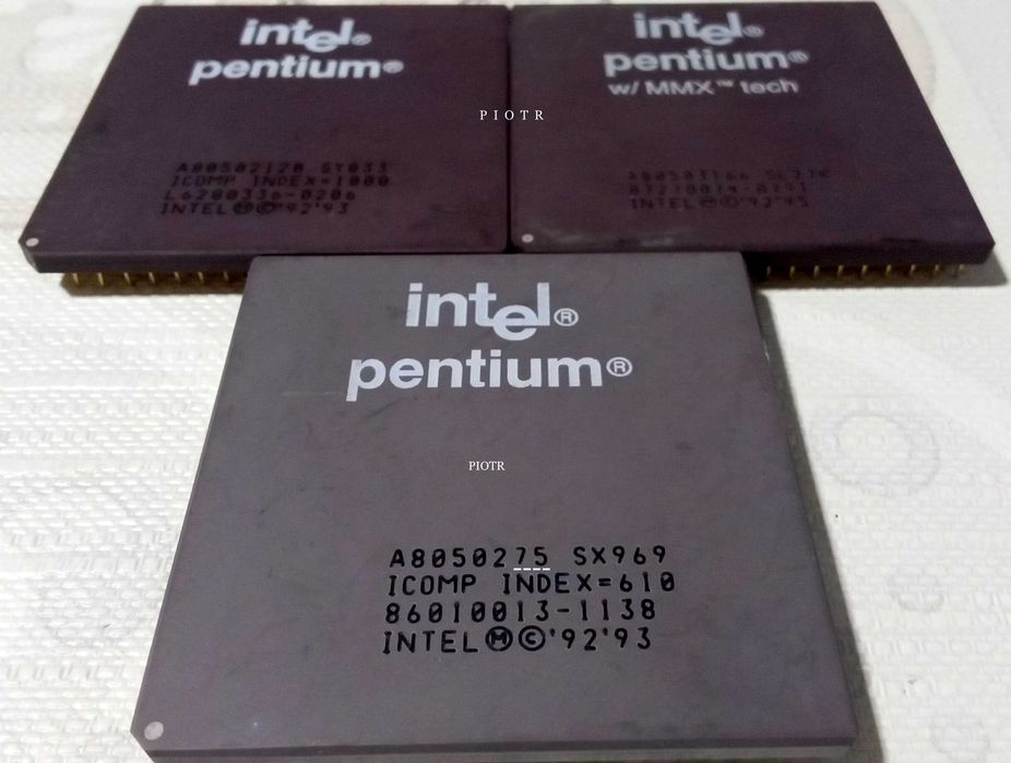 Trzy sprawne procesory Intel Pentium 75,120 i 166MMX