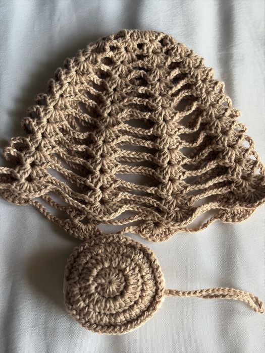 Conjunto Crochet Headpiece + Porta-Fones | Feito à Mão | Bege