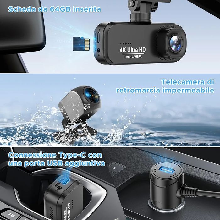 Відеореєстратор Dash Cam V26B WiFi дві камери 4K  і 1080P