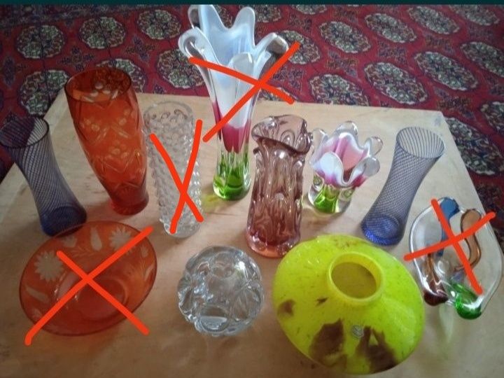 Вазы цветное стекло винтаж Богемия