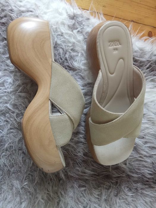 Buty skórzane beżowe Zara 39 stan bdb