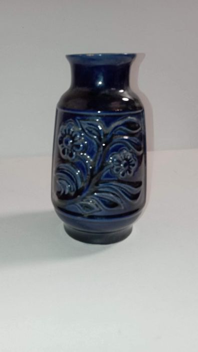 Stary ceramiczny wazonik lata 70 granatowy