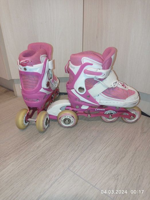 Раздвижные детские роликовые коньки для начинающих Caroman р. 27-31