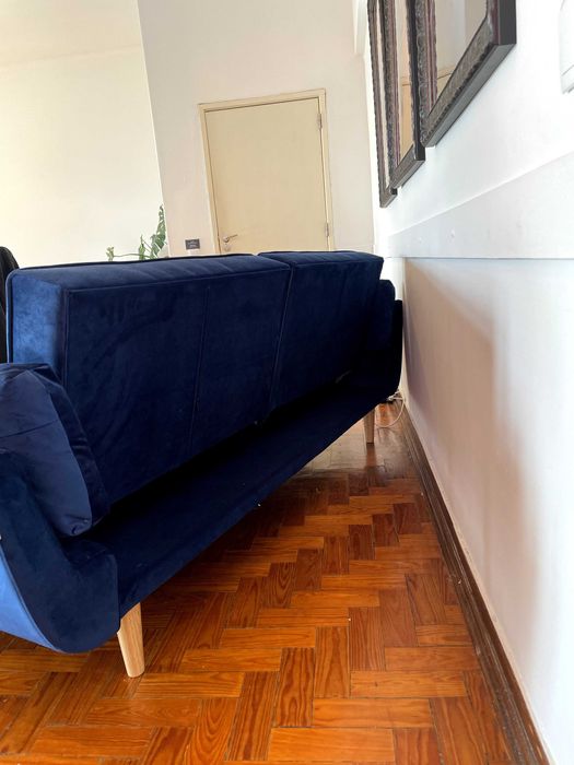 Sofá cama de veludo Azul
