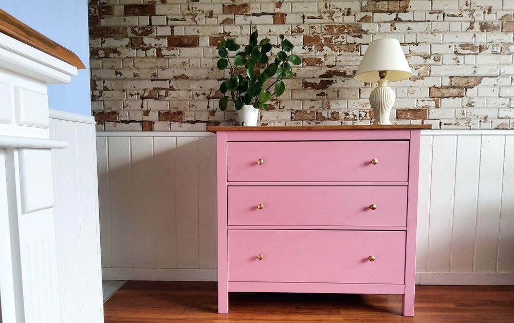 Komoda ikea hemnes rozowa drewniana leksvik szafka boho