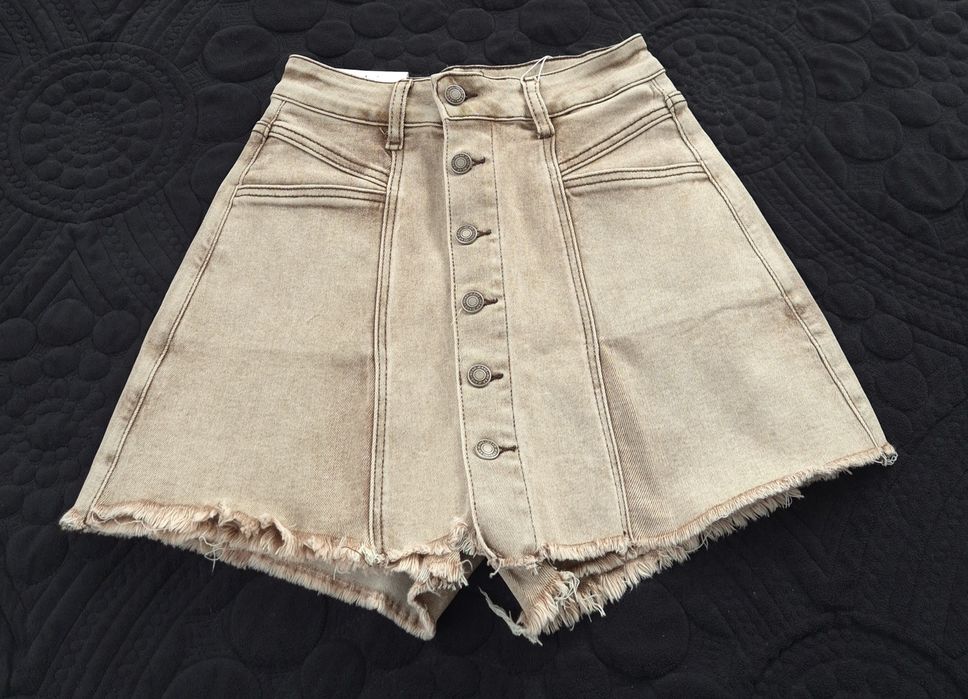 Spódnico spodenki jeans beżowe guziki xs