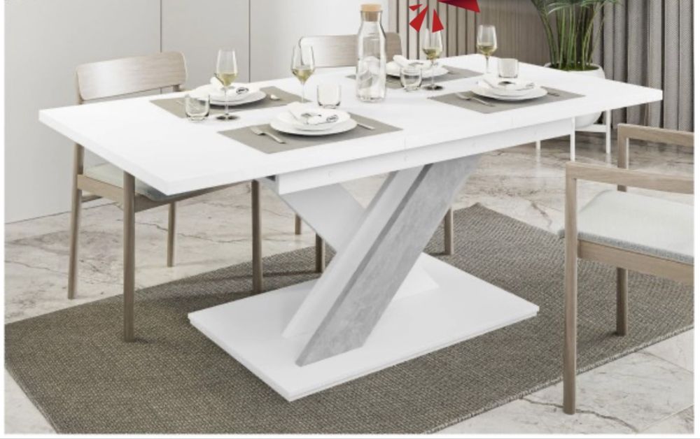 Mesa de Jantar Branca / Cinza