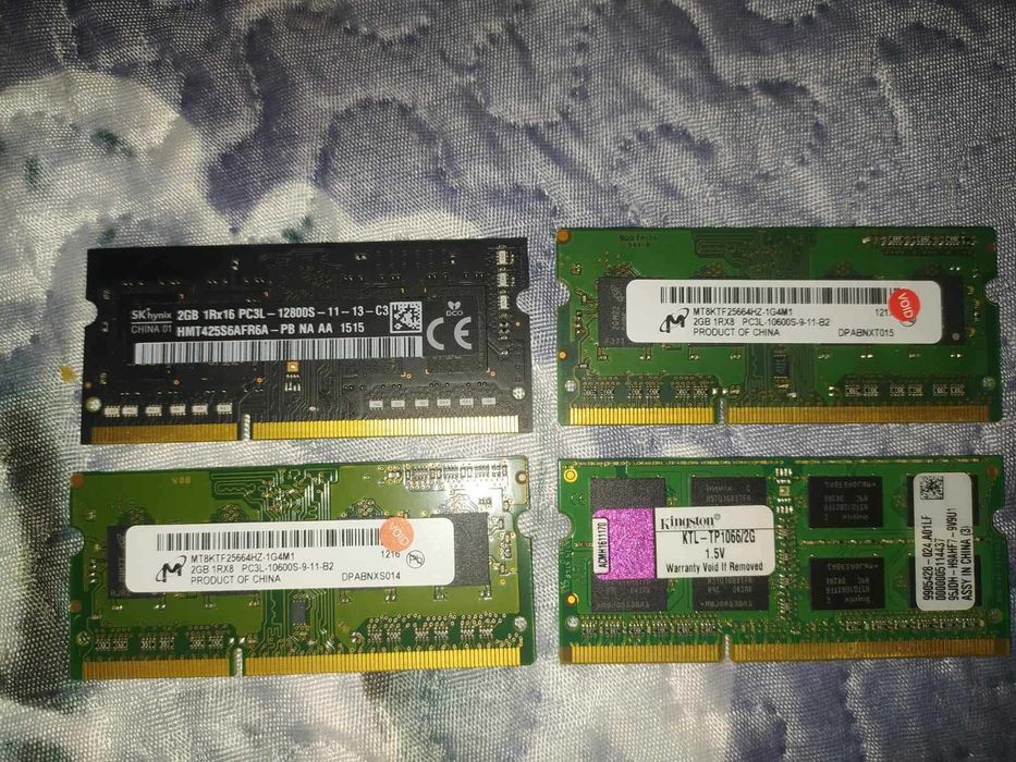 память для ноутбука sodimm ddr3l 2gb 1066, 1333, 1600mhz (количество)