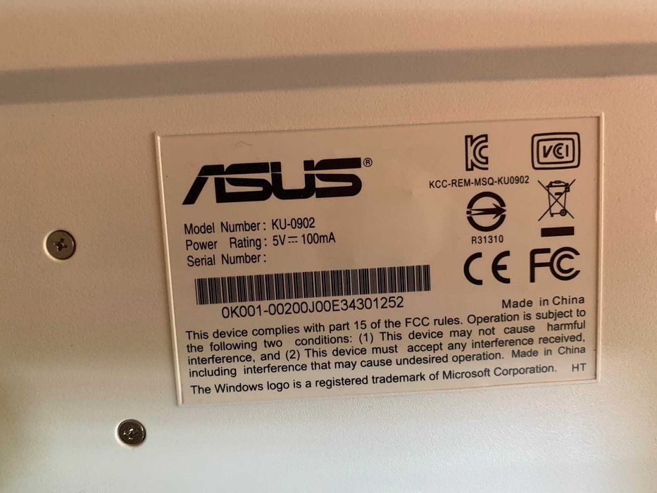 Teclado Asus com fio branco