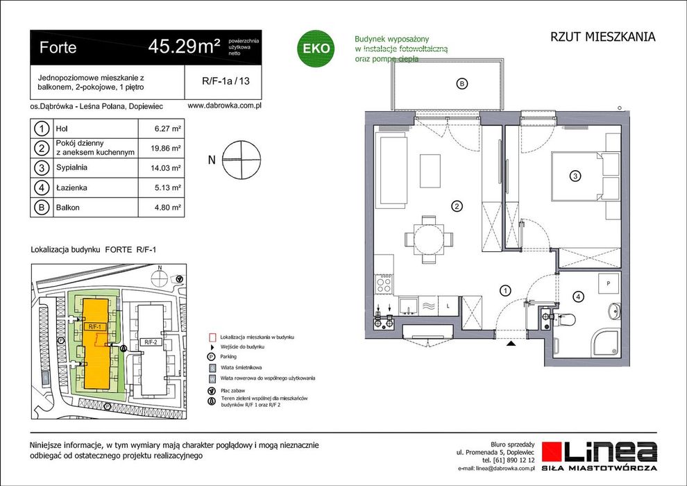 2-pokojowe mieszkanie 45 m² + balkon - Widok 2