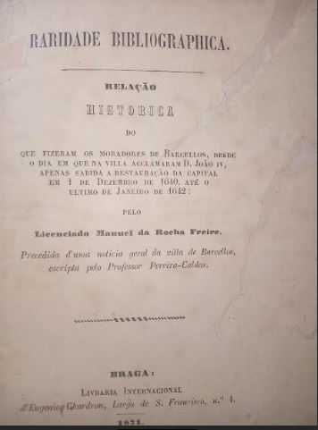 Raridade Bibliográfica sobre a história de Barcelos