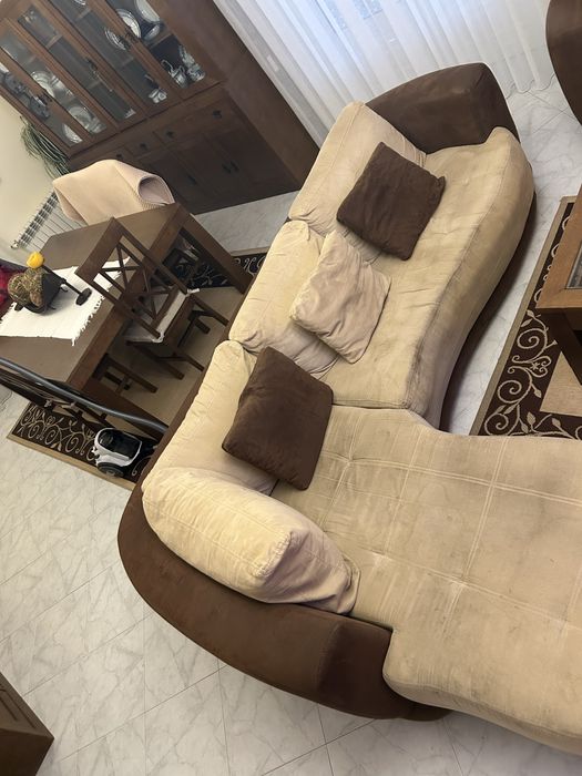 Sofá Castanho/Beje Superior com 2,70