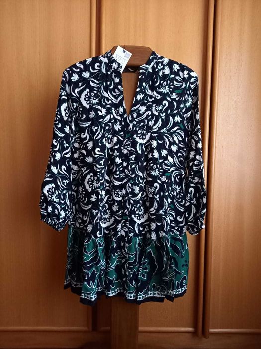 (NOVO C/ ETIQUETA, PORTES GRÁTIS) ZARA - Vestido Com Estampado Floral