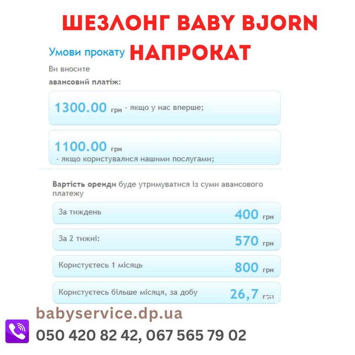Шезлонг Бебіберн Баланс прокат оренда/ Baby Bjorn Balance