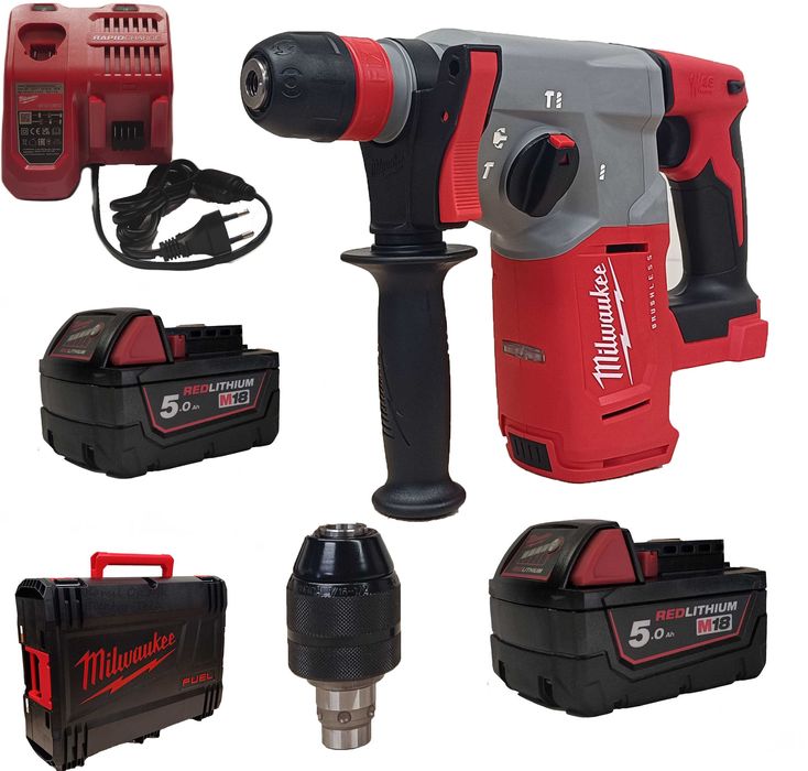 Wiertarka udarowa młotowiertarka Milwaukee M18 BLHX 2x5ah ładowarka