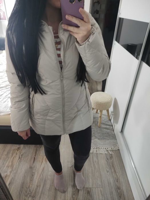 Kurtka puchowa zimowa pikowana damska puch naturalny płaszcz WARMIA