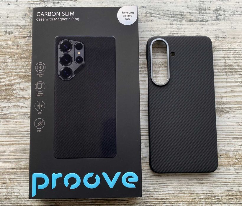 Карбоновый чехол Proove Carbon Slim для Samsung S25, Ultra, Plus