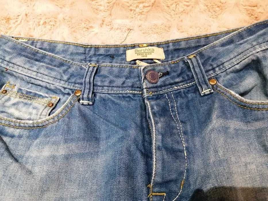 Jeansy Męskie BERSHKA | Rozmiar M | 100% Bawełna | Niebieskie Slim