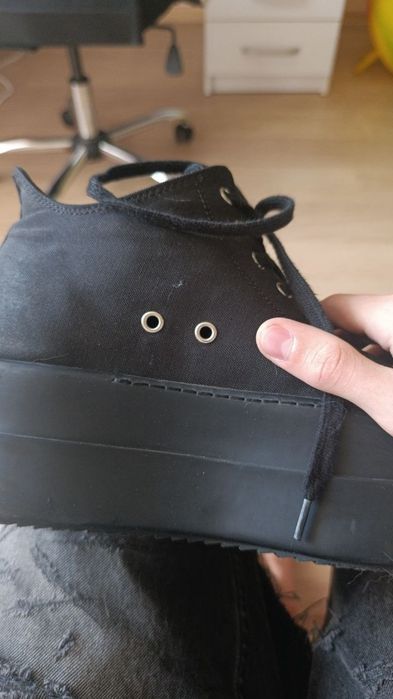 Rick owens full black double bumper ramones low
