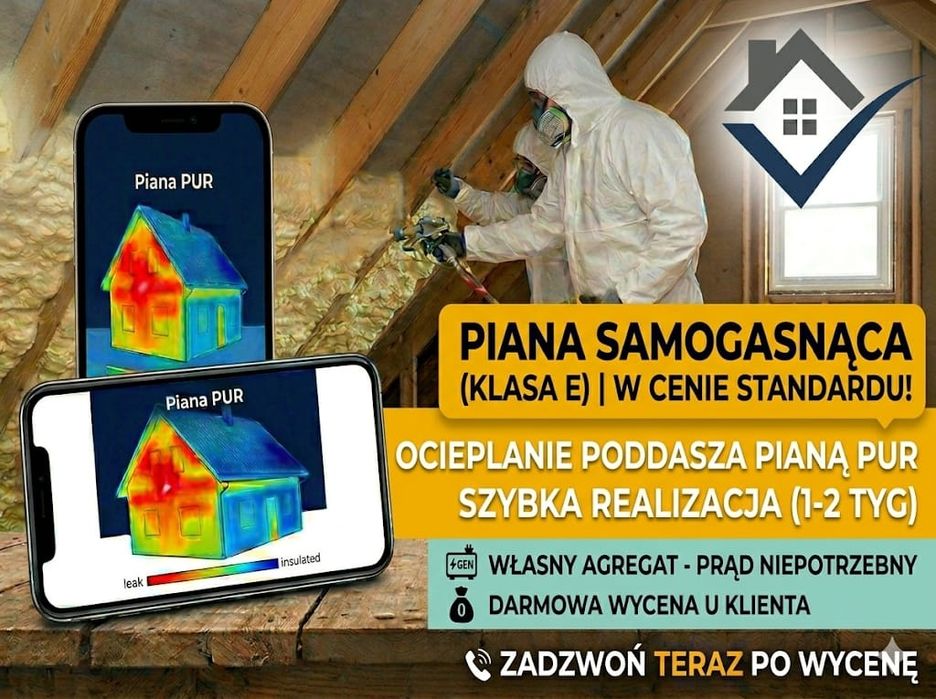 Ocieplenie poddasza pianą PUR, Izolacja dachu pianką